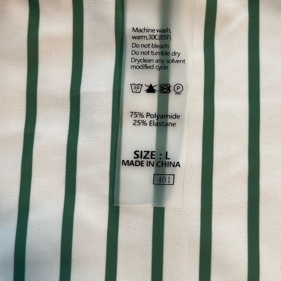 Herseas Size Large Striped Green and White Bikini Set. NWOT - Picture 8 of 8